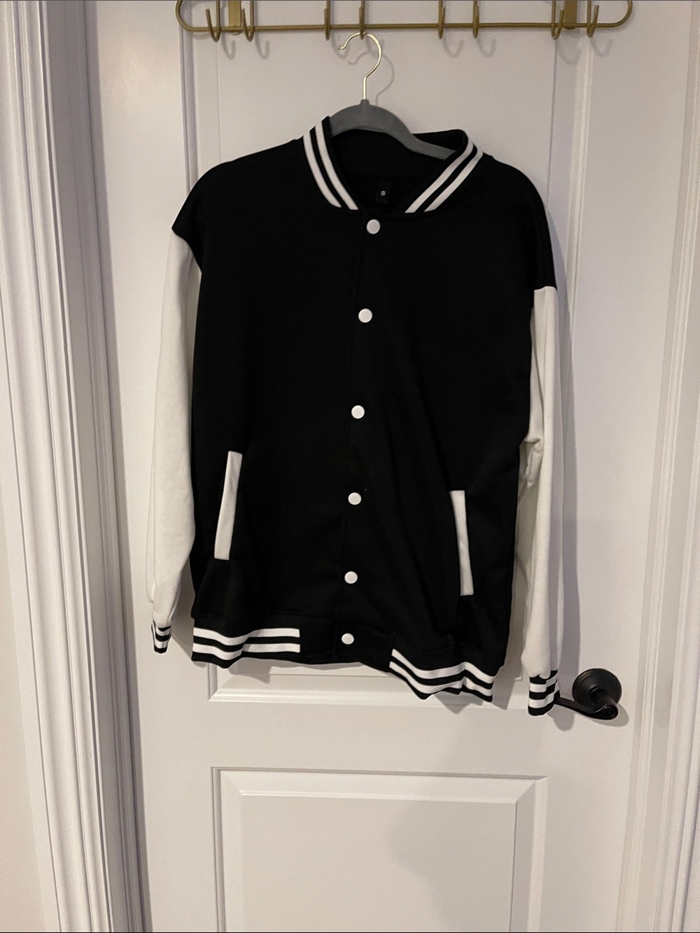 SHEIN Black and White Varsity Jacket